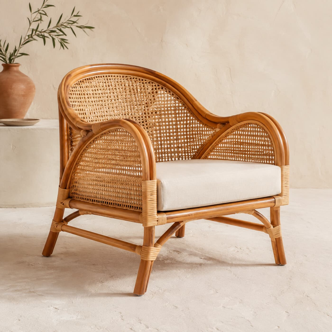 Natural Rattan Accent Chair